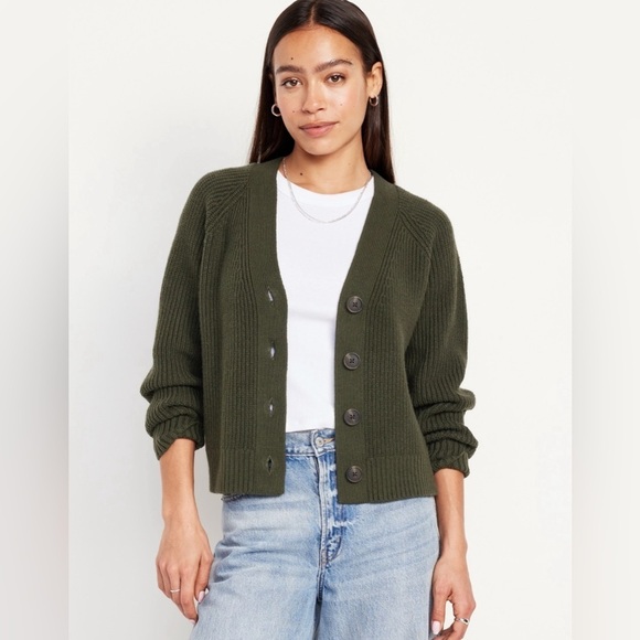 NWT! Old Navy Olive Green Shaker Stitch Cardigan Sweater - Size 2X💙 - Picture 1 of 6